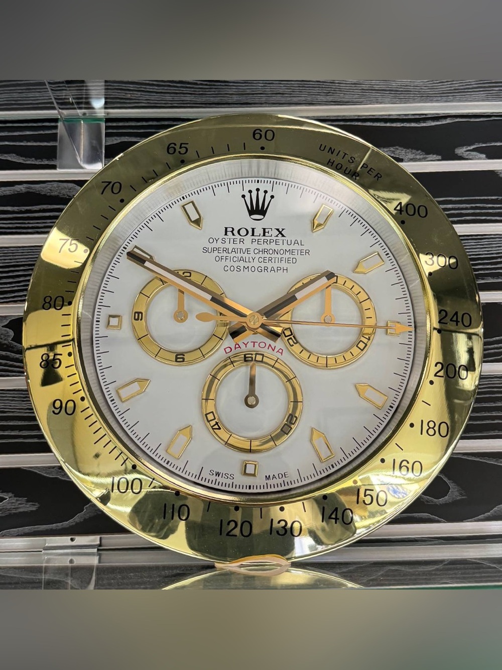 DAYTONA Cosmograph Wall Clock | Yellow Gold Bezel Insert | White Cream Dial
